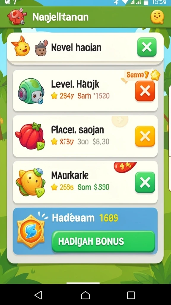 Tampilan level penuh warna yang menarik.