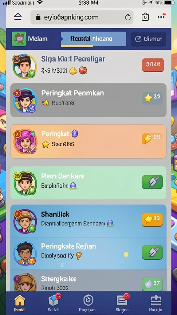 Tampilan awal yang memukau dengan karakter pilihan.